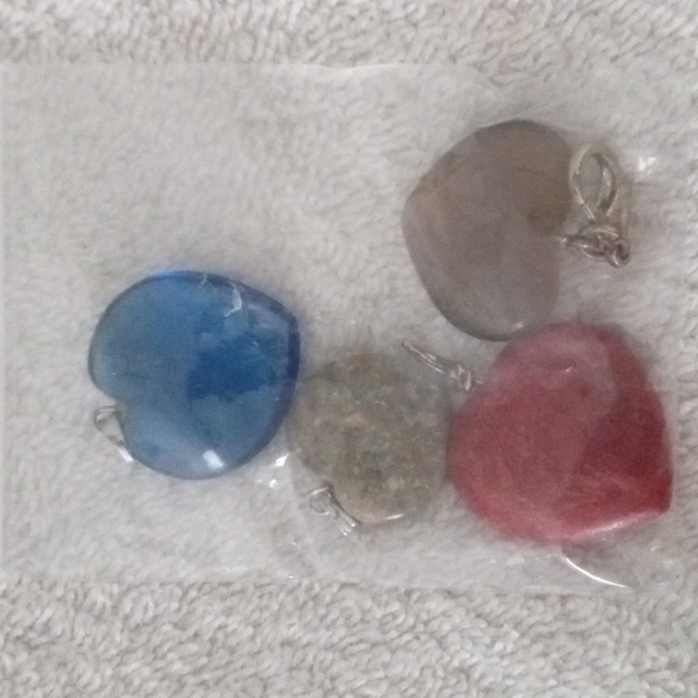 Heart-Shaped Stone Pendants